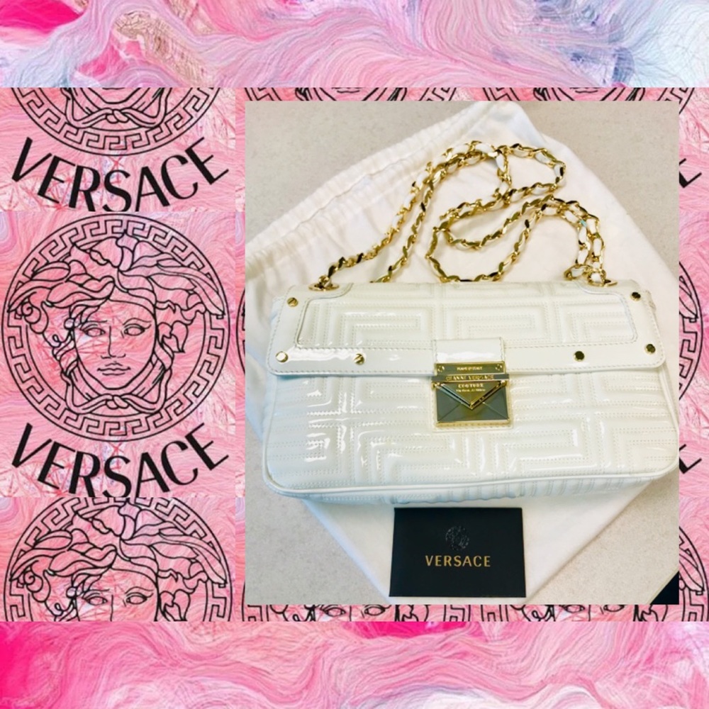 Versace Couture patent bag white quilted leather